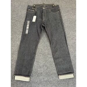 NWT EXPRESS Selvedge Denim Slim Stretch Jeans Men's 34X30 Dark Wash Button-fly